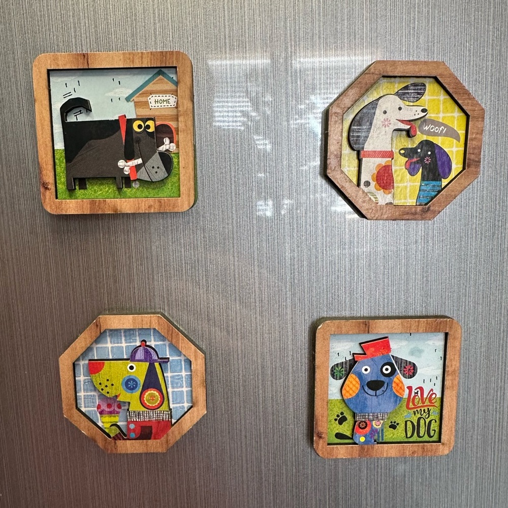 Set of 4 Handcrafted Colourful Dog-Themed Magnets